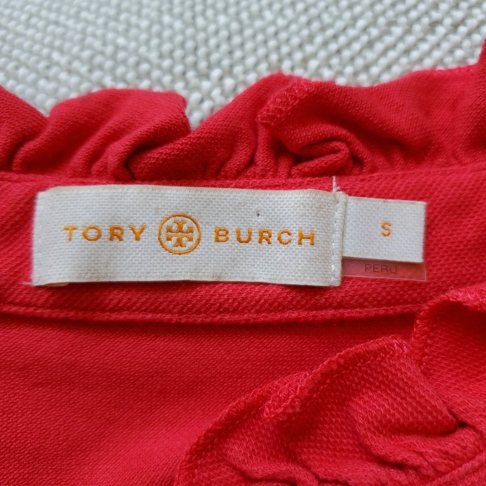 Tory Burch Mock Ruffled Neck Top. Size Small